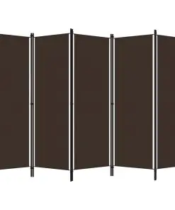 vidaXL 5-Panel Room Divider Brown 250×180 cm