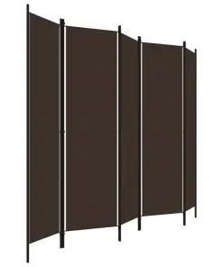 vidaXL 5-Panel Room Divider Brown 250×180 cm