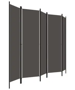 vidaXL 5-Panel Room Divider Anthracite 250×180 cm