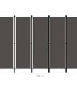 vidaXL 5-Panel Room Divider Anthracite 250×180 cm