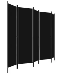 vidaXL 5-Panel Room Divider Black 250×180 cm