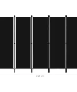 vidaXL 5-Panel Room Divider Black 250×180 cm