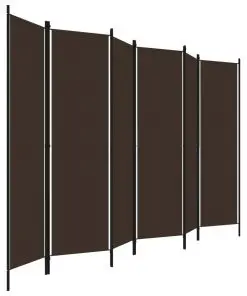vidaXL 6-Panel Room Divider Brown 300×180 cm