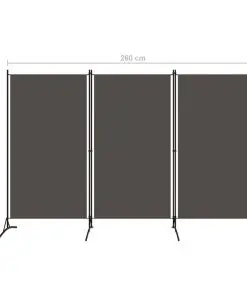 vidaXL 3-Panel Room Divider Anthracite 260×180 cm