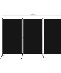 vidaXL 3-Panel Room Divider Black 260×180 cm
