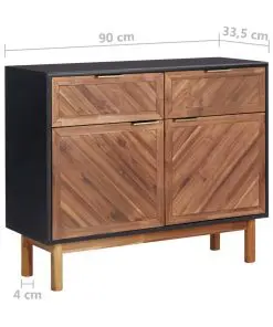 vidaXL Sideboard 90×33.5×75 cm Solid Acacia Wood and MDF