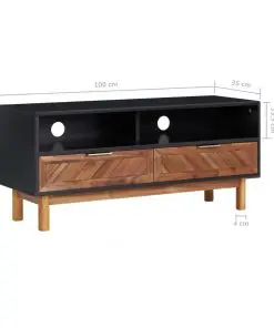 vidaXL TV Cabinet 100x35x45 cm Solid Acacia Wood and MDF
