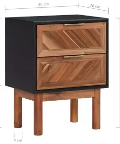vidaXL Nightstand 40x30x53 cm Solid Acacia Wood and MDF