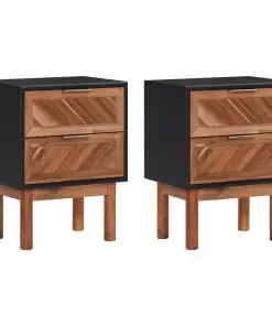 vidaXL Nightstands 2 pcs 40x30x53 cm Solid Acacia Wood and MDF