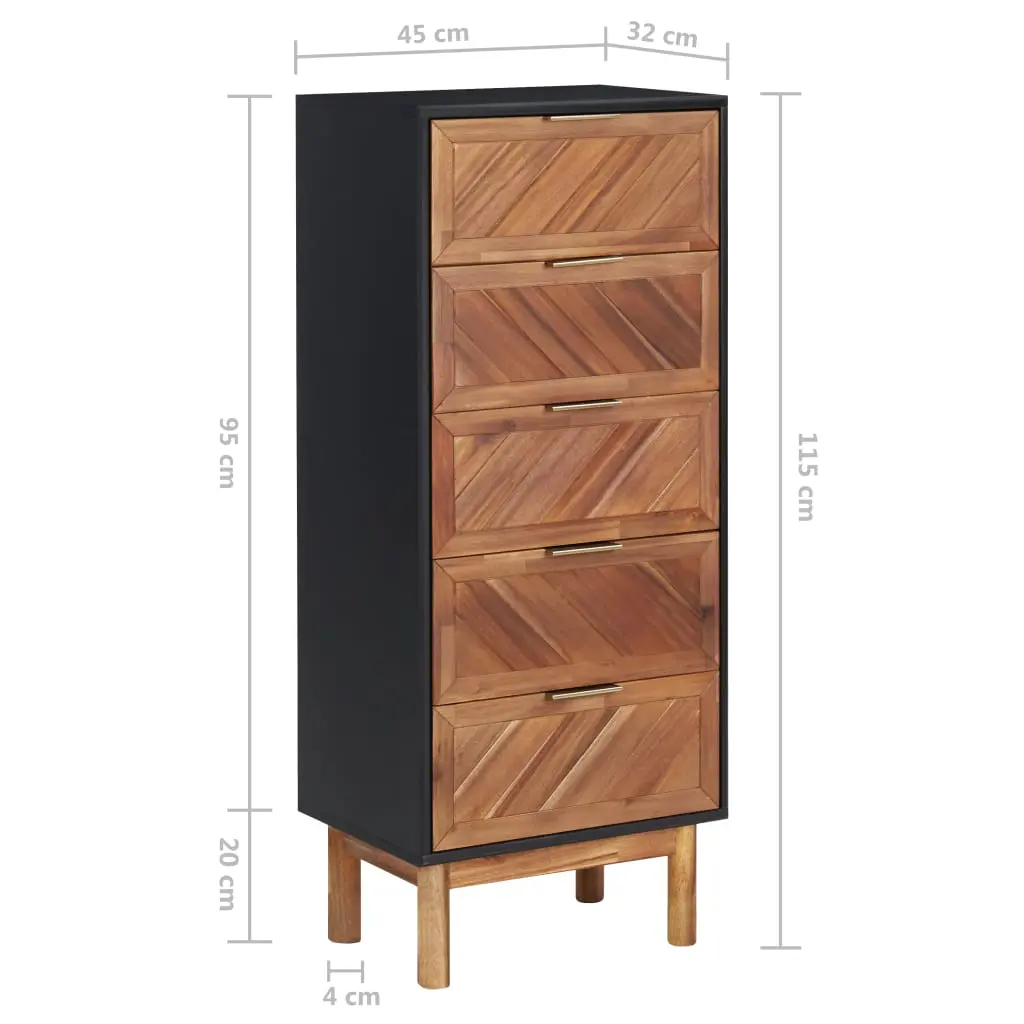 vidaXL Sideboard 45x32x115 cm Solid Acacia Wood and MDF