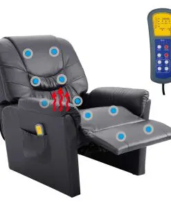 vidaXL Massage Recliner Chair Grey Faux Leather