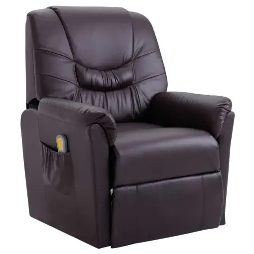 vidaXL Massage Recliner Chair Brown Faux Leather