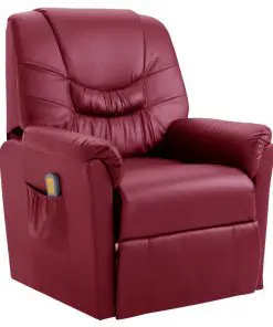 vidaXL Massage Recliner Chair Wine Red Faux Leather