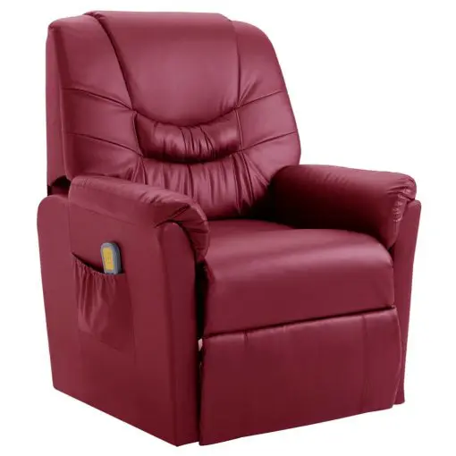 vidaXL Massage Recliner Chair Wine Red Faux Leather