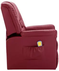 vidaXL Massage Recliner Chair Wine Red Faux Leather