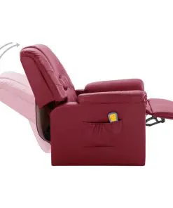 vidaXL Massage Recliner Chair Wine Red Faux Leather