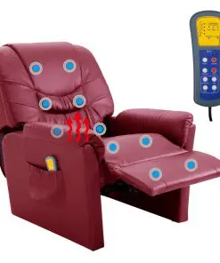 vidaXL Massage Recliner Chair Wine Red Faux Leather