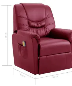 vidaXL Massage Recliner Chair Wine Red Faux Leather