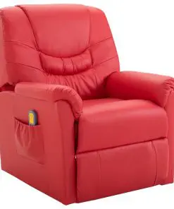 vidaXL Massage Recliner Chair Red Faux Leather