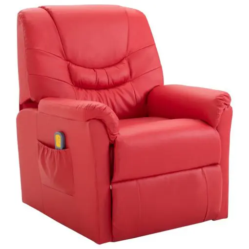 vidaXL Massage Recliner Chair Red Faux Leather