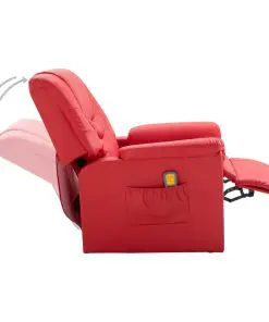 vidaXL Massage Recliner Chair Red Faux Leather