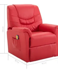 vidaXL Massage Recliner Chair Red Faux Leather