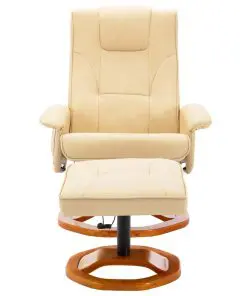vidaXL Massage Chair with Footstool Cream Faux Leather