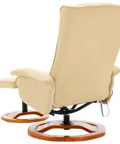 vidaXL Massage Chair with Footstool Cream Faux Leather