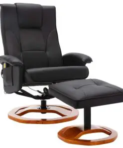 vidaXL Massage Chair with Footstool Black Faux Leather