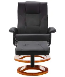 vidaXL Massage Chair with Footstool Black Faux Leather