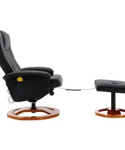 vidaXL Massage Chair with Footstool Black Faux Leather