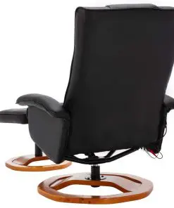 vidaXL Massage Chair with Footstool Black Faux Leather