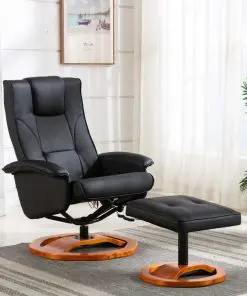 vidaXL Massage Chair with Footstool Black Faux Leather