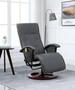 vidaXL Massage Chair Grey Faux Leather