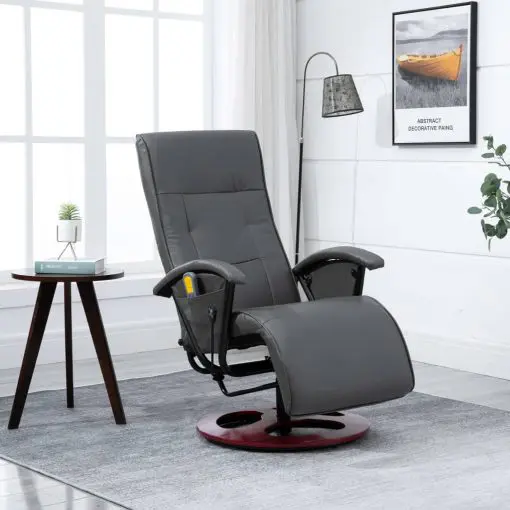 vidaXL Massage Chair Grey Faux Leather