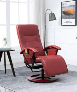 vidaXL Massage Chair Wine Red Faux Leather