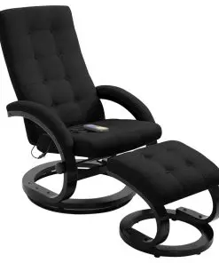 vidaXL Massage Recliner with Footrest Black Suede-touch Fabric
