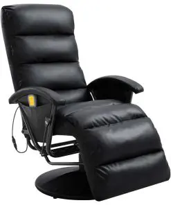 vidaXL TV Massage Recliner Black Faux Leather