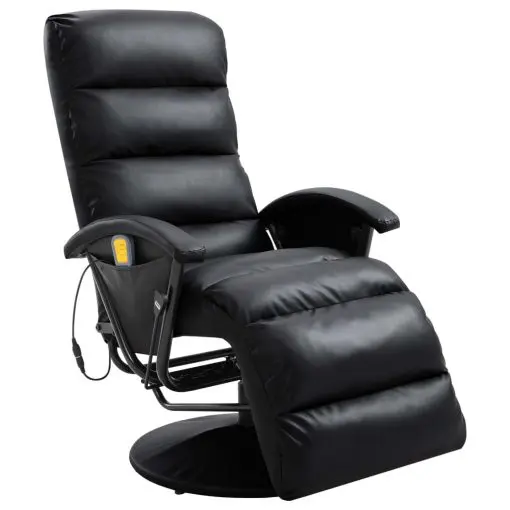 vidaXL TV Massage Recliner Black Faux Leather