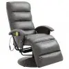 vidaXL TV Massage Recliner Grey Faux Leather