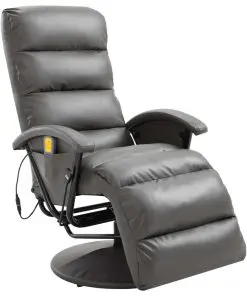 vidaXL TV Massage Recliner Grey Faux Leather
