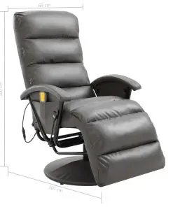 vidaXL TV Massage Recliner Grey Faux Leather