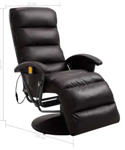vidaXL TV Massage Recliner Brown Faux Leather