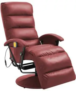 vidaXL TV Massage Recliner Wine Red Faux Leather
