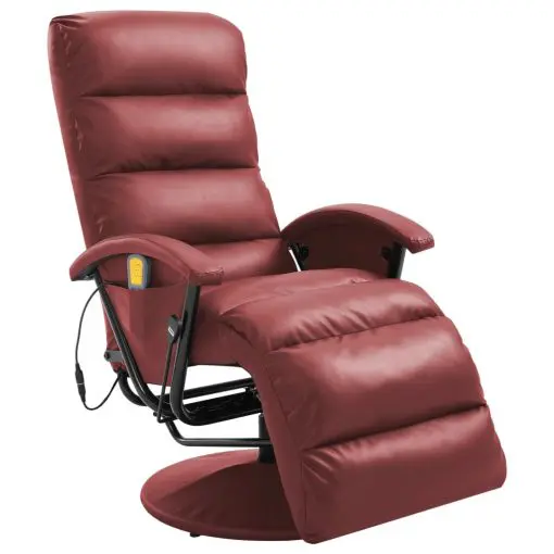 vidaXL TV Massage Recliner Wine Red Faux Leather