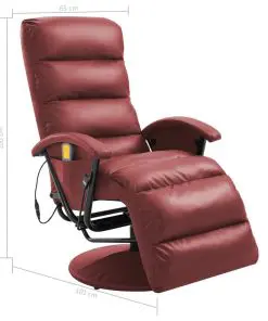 vidaXL TV Massage Recliner Wine Red Faux Leather