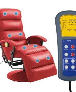 vidaXL TV Massage Recliner Red Faux Leather