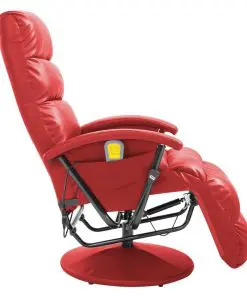 vidaXL TV Massage Recliner Red Faux Leather