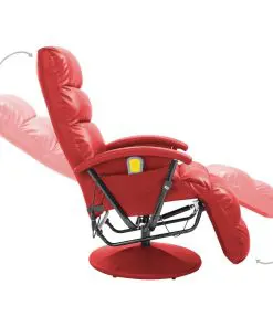 vidaXL TV Massage Recliner Red Faux Leather