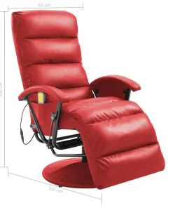 vidaXL TV Massage Recliner Red Faux Leather